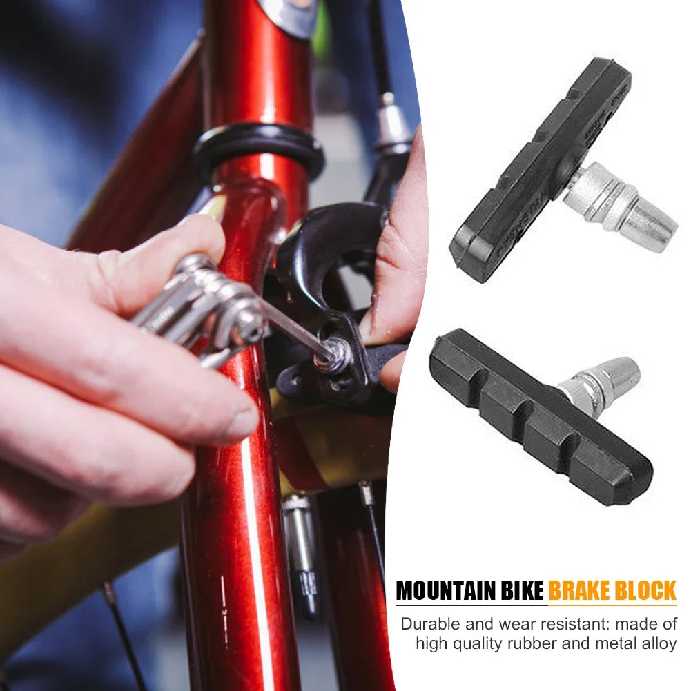 30-1Pcs Durable Bicycle Silent Brake Pads Cycling V Brake Holder Shoes Blocks Rubber Bike Parts For Mountain Folding Bikes