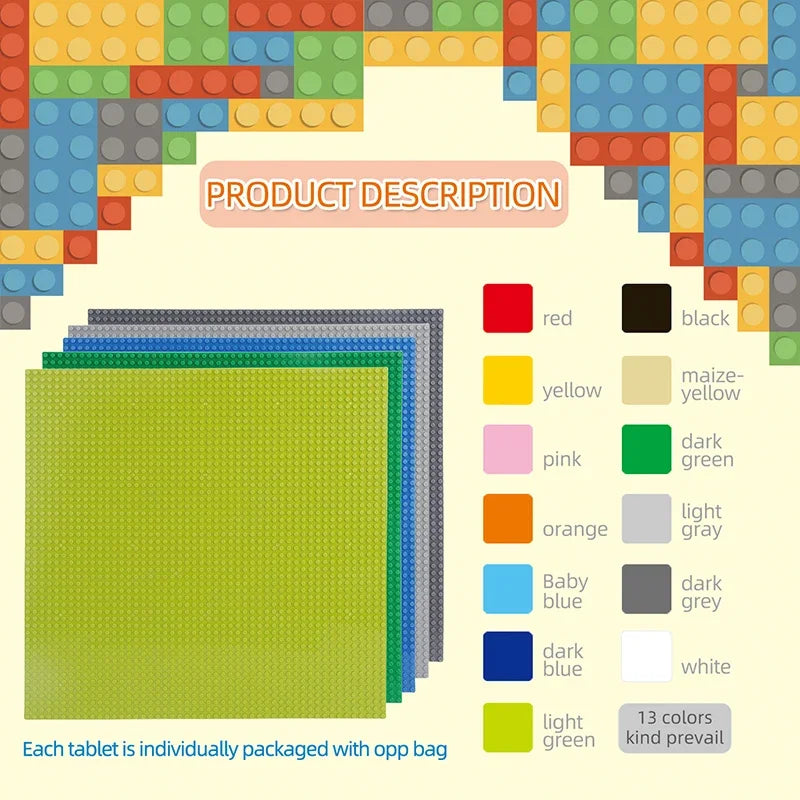 Classic Baseplate 50x50 Dots Building Blocks Bricks Base Plates DIY Plastic Board Building Blocks Baseplates Construction Toys - CADA BRICKS®