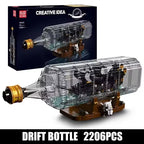 Mould King 10065 Pirate Ship Building Block The Black Pearl in A Bottle Model Sailboat Toys Assembly Brick Kids Christmas Gifts