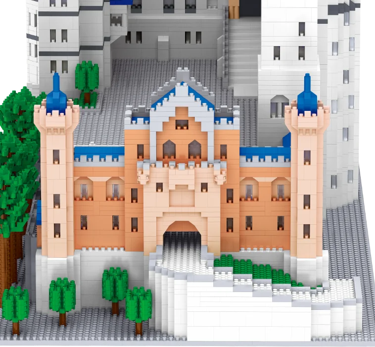 KNEW BUILT Huge New Swan Stone Castle Micro Mini Bricks for Adults Huge Assemble Architecture Toys Kits Diamond Build Blocks
