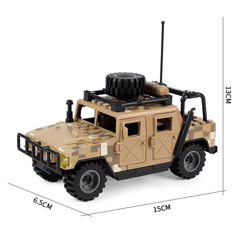 Military Weapons Guns Mortar Special Forces Police SWAT Gangster Jeeps Off-Road Armored Vehicle Model Soldier Building Block Toy