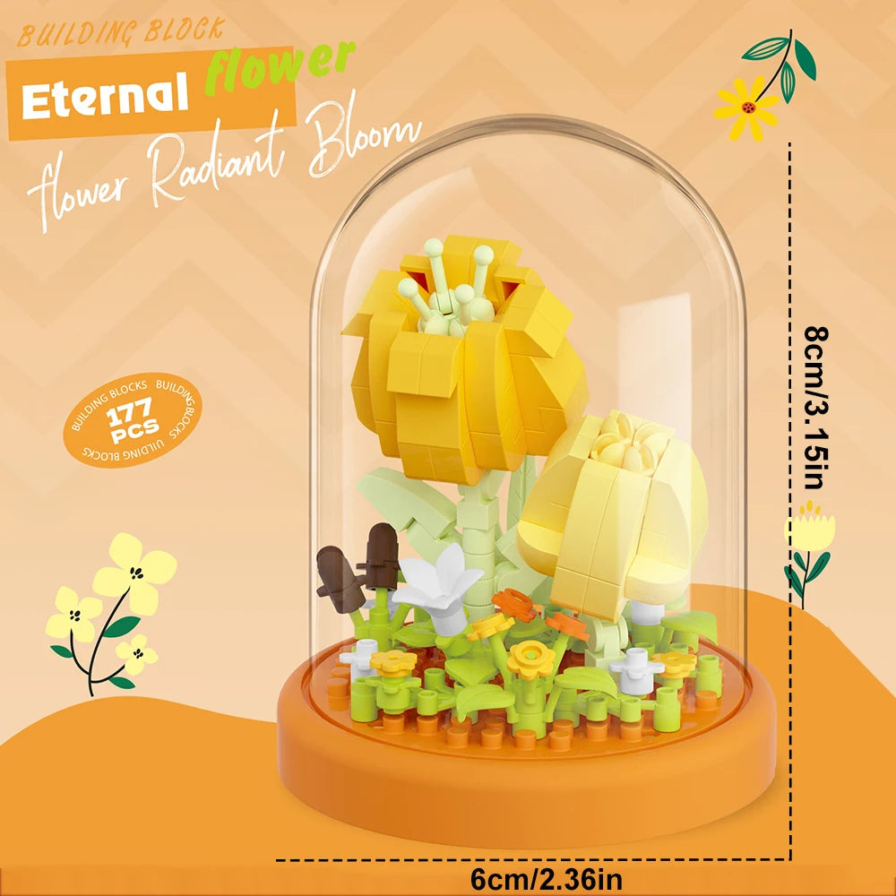 Diy Micro Flower Building Blocks Mini Bricks Particles Eternal Life Flowers Home Decoration Assembling Puzzle Toy Christmas Gift - CADA BRICKS®