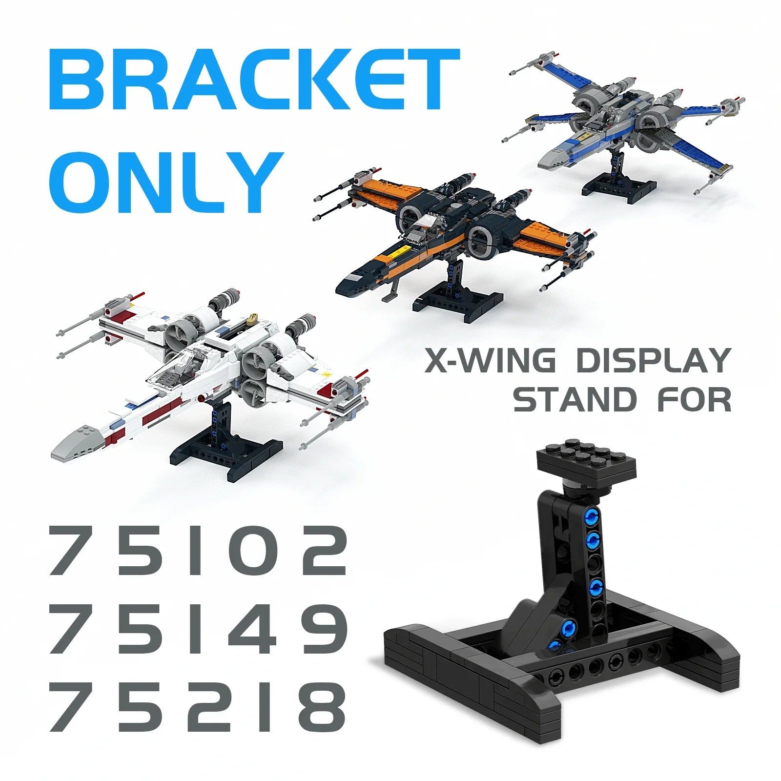 MOC Stand Display Bracket Building Blocks For X-Wing Space Wars Fighter 75102/75149/75218 Support Bricks Kids Toys Children Gift