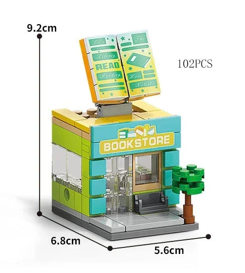 2025 Mini Shop Market Street View Sets Model Building Blocks Hamburger Restaurant Retail Store Creative Architecture Friend