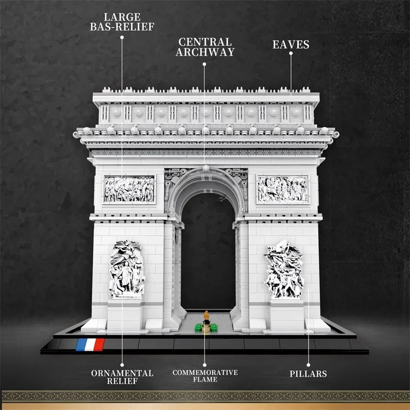3718PCS Arc de Triomphe Model Building Blocks Paris landmark Building Bricks Desktop Decoration Diy Toys For Kids Holiday Gifts - CADA BRICKS®