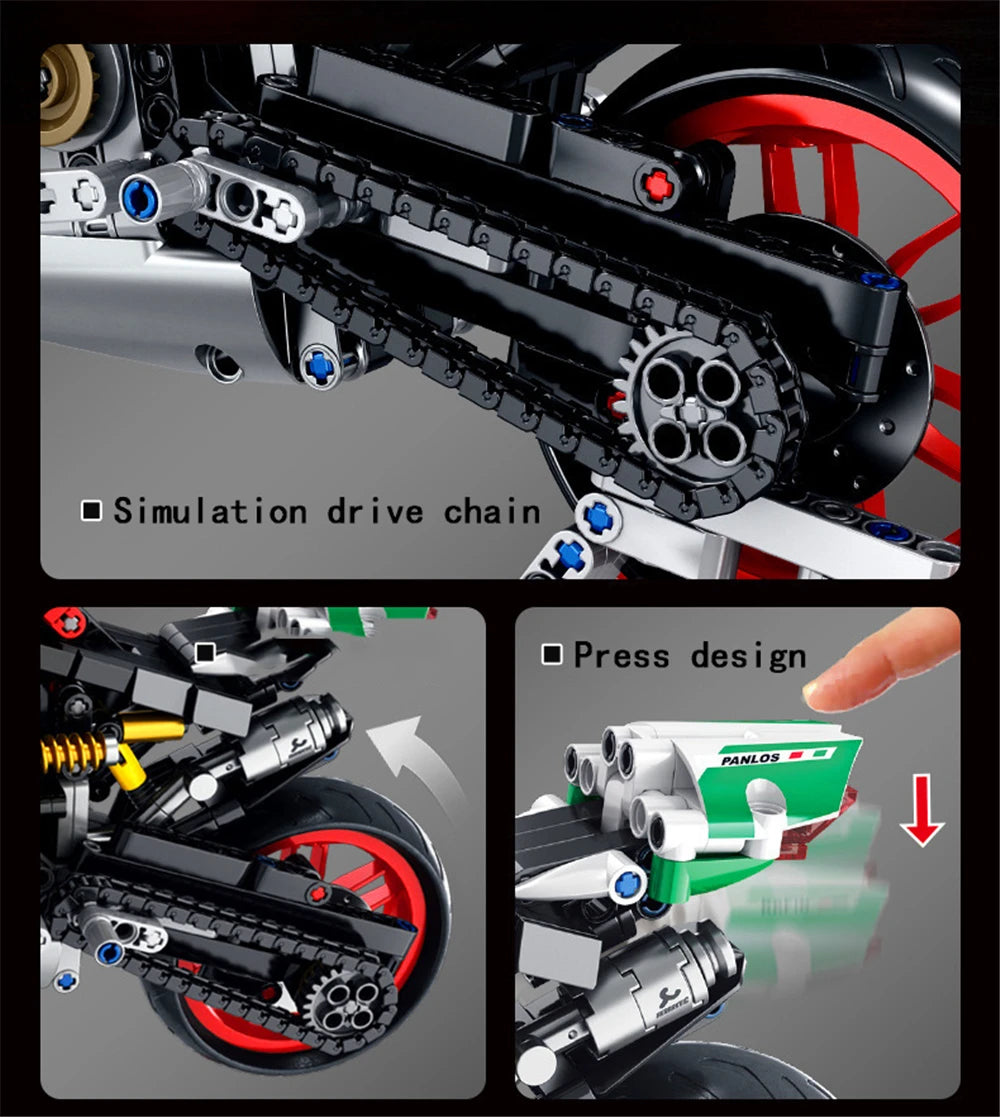 Technical Ducatied Motorcycle Building Blocks Moto Racing Motorbike City Vehicle Bricks MOC Modelset Kits Kids Construction Toys