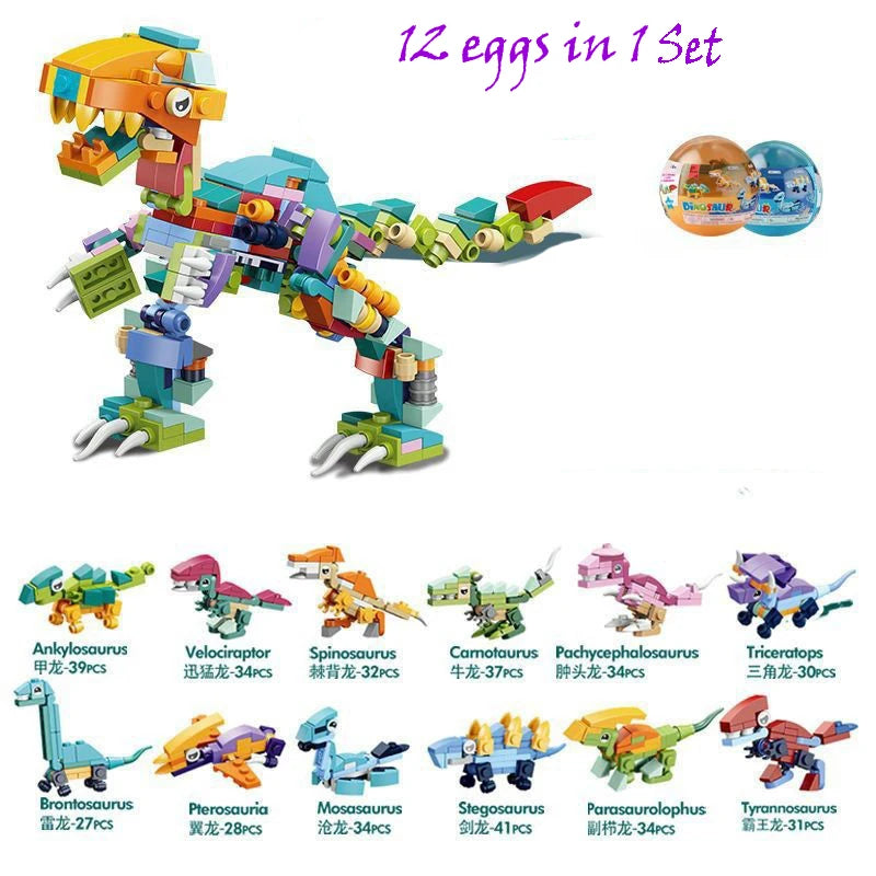 Jurassic World Building Blocks Twisted Egg Truck Dinosaur Eggs Car Train Racing Set Compatible Legodinosaur Toy Children's Gifts