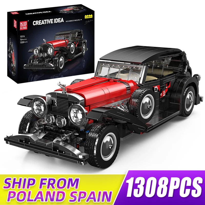 Mould King 10114 MOC Technik American Oldtimer Car Building Blocks Set Car Collectibles Toys Gift for Adults and Kids