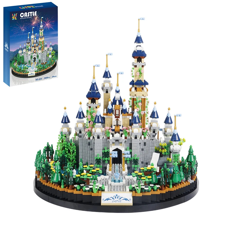 3600PCS Cartoon Dream Tale Princess Castle Architecture Building Blocks Street View Micro Model Bricks Toys For Girls Kids Gift