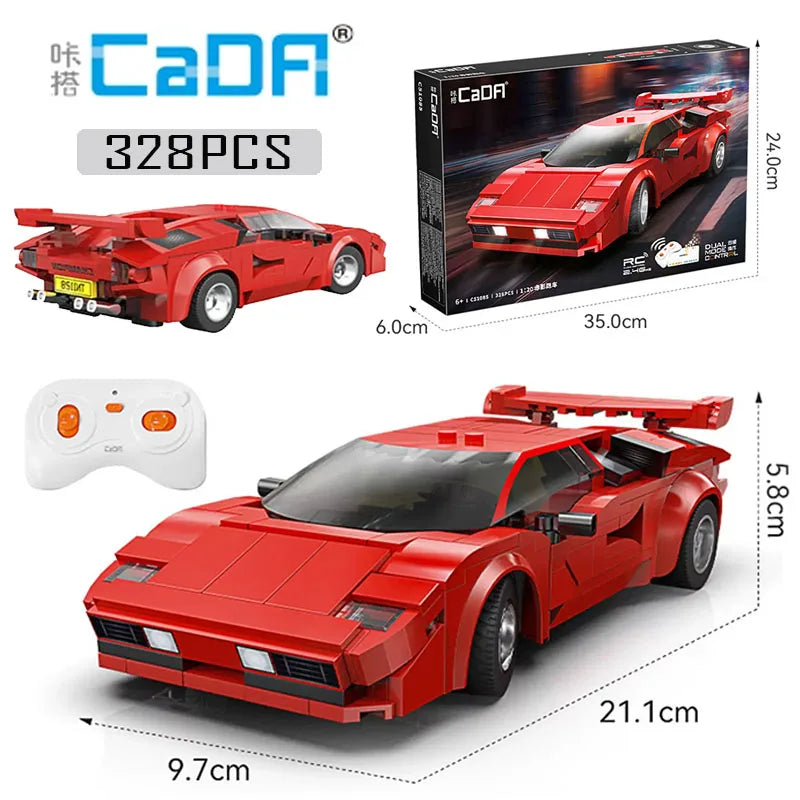 Cada 1:20 328 Pcs City Technological RC Racing Car App Building Blocks Remote Control Speed Vehicle Bricks Toy Holiday Gifts - CADA BRICKS®