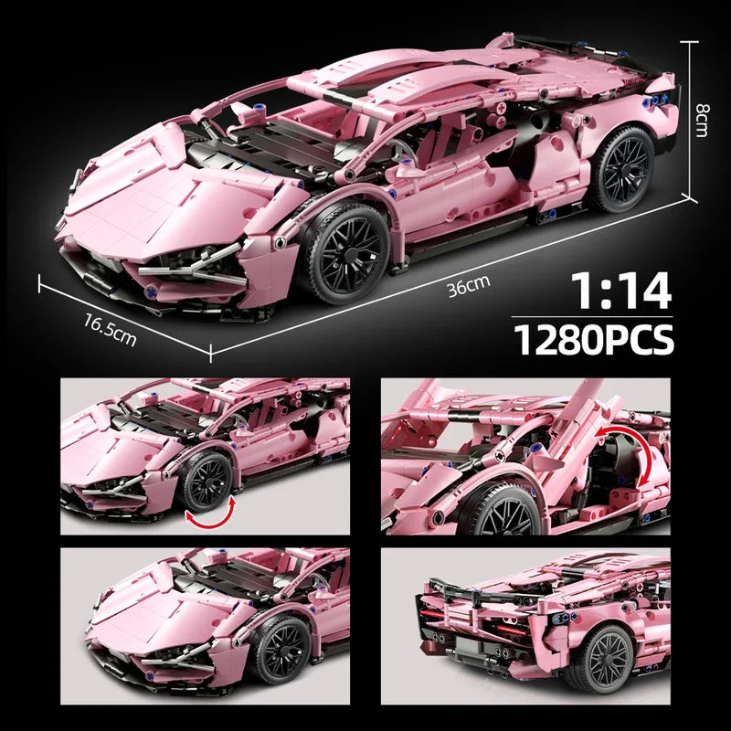 Technical Super Speed Green Lamborghinis Sports Car Model Building Blocks Assemble Famous Vehicle Bricks Kid Toys for Adult Gift