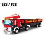 New Modern City Big Cargo Freight Truck Semi Trailer truck Large Heavy Goods Vehicle Car Model Building Blocks Bricks Kids Toys