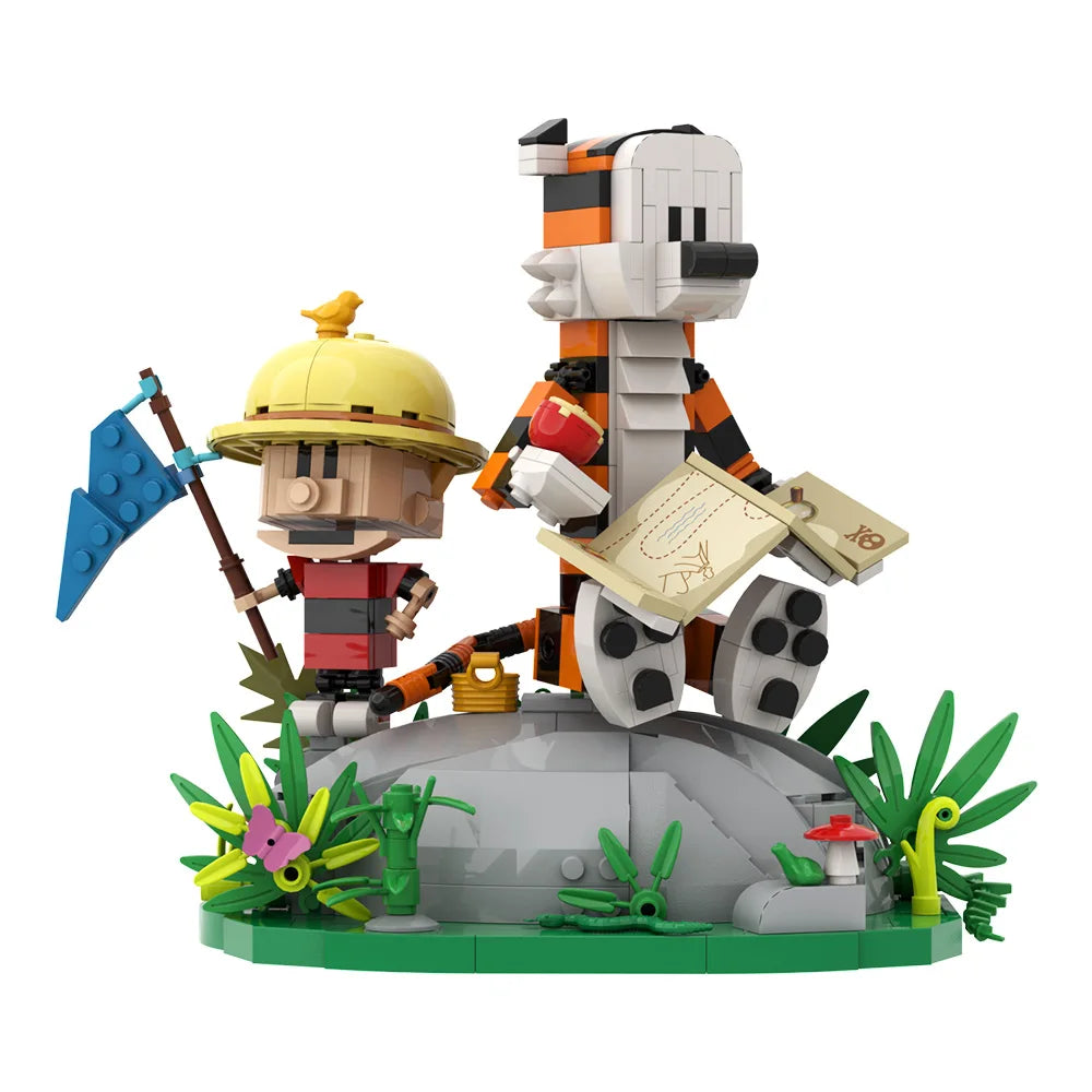 Gobricks MOC shooting Game Calvined and Hobbes Tiger Model Building Blocks Classic Anime Action Figures Bricks Toy Children Gift - CADA BRICKS®