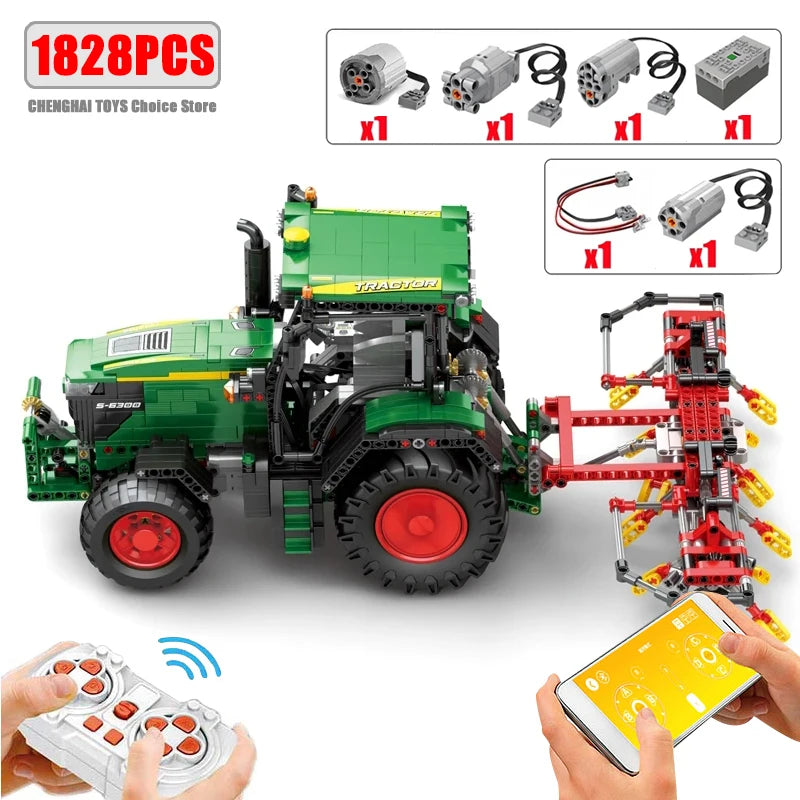 1828PCS Agricultural Tractor Building Blocks Rc APP Remote Control Engineering Car Model Bricks DIY Toys Gifts For Boys Kids - CADA BRICKS®