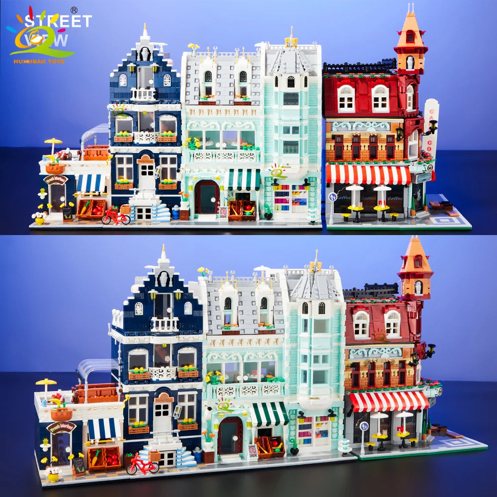 HUIQIBAO Toys MOC City Corner Coffee Shop Architecture Style Street View Micro Building Blocks for Children Construction Bricks - CADA BRICKS®