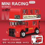Doe-het-zelf raceauto bus bouwvoertuig ambulance terugtrekmodel bouwstenen speelgoed voor kinderen jongens compatibel met Lego