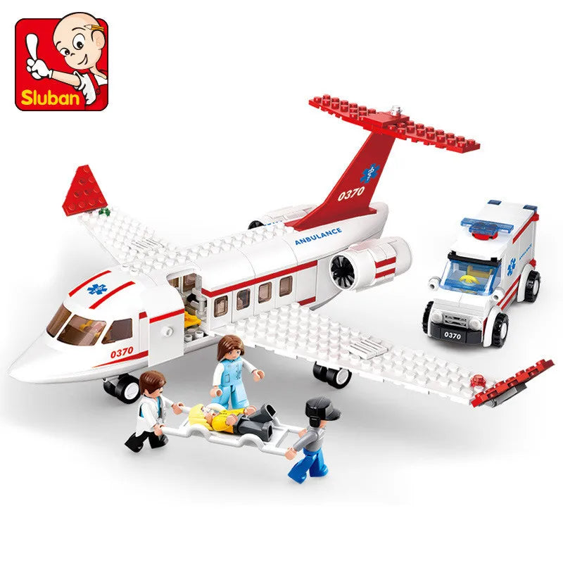 AIRBUS Air Space Street View Civil Aviation City Passenger Plane Cargo Airport Construction Building Blocks Educational Kids Toy
