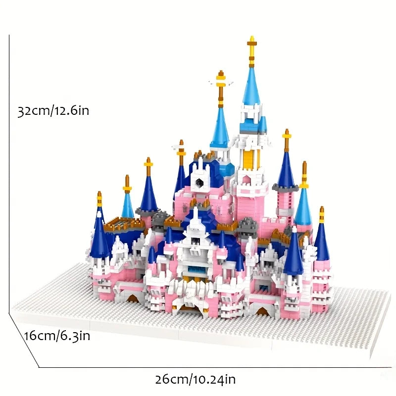 Difficult micro-particle building blocks large pink fantasy castle princess girl castle assembling educational toys
