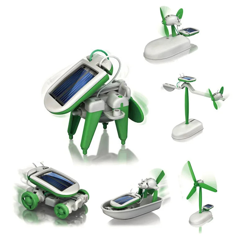 Kit Robot Solare 6-in-1 Assemblaggio Nave Ventilatore Mulino a Vento Auto Giocattoli Laboratorio Scientifico Fai-da-Te Gadget Educativi per Bambini