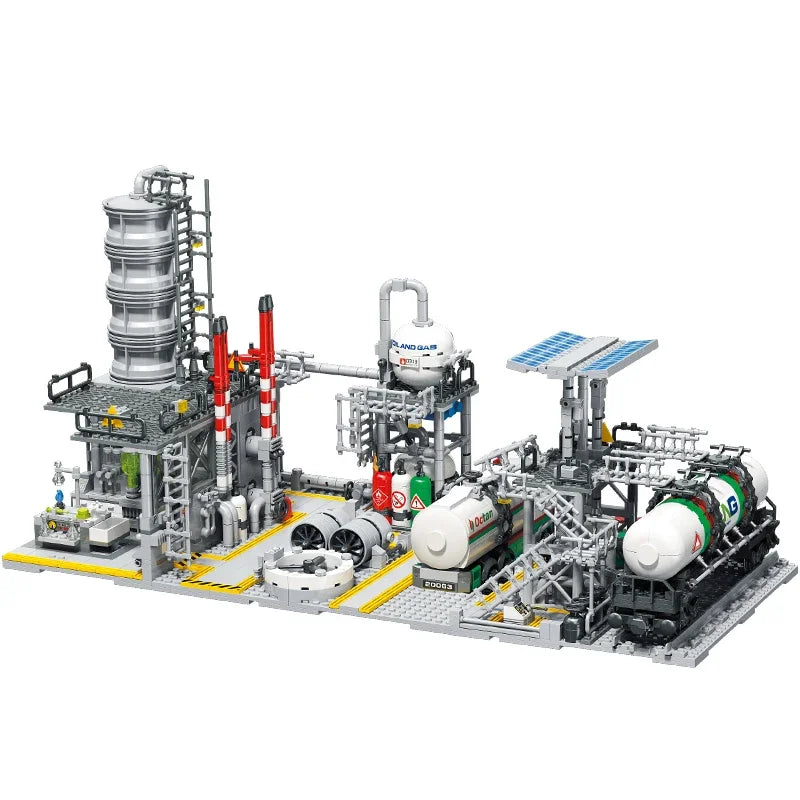Bygate Utsikt Byggeklosser Naturgasslagringssenter Laboratorium Transportstasjon 3 i 1 Monteringsmodell Klosser Gave til Barn