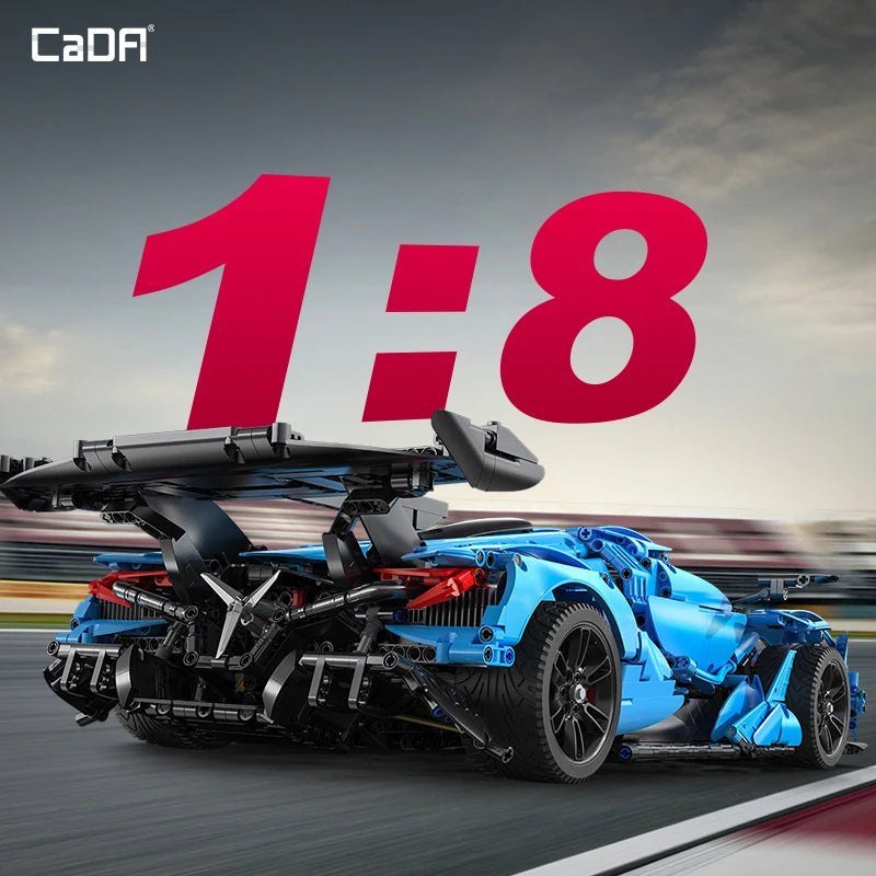 Cada 3865PCS 1:8 Stad Blauwe Raceauto V12 Hypercar Model Bouwstenen Beroemde Supercar Sportvoertuig Bakstenen Speelgoed Cadeaus