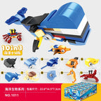 Fire truck building blocks 10 in 1 Police car Aircraft Tank warship excavator robot Building bricks Boy toy Children's gift