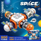 Space City byggeklosser med romstasjon og bemannet rakettmodell astronautleker for barn gutter jenter julegaver