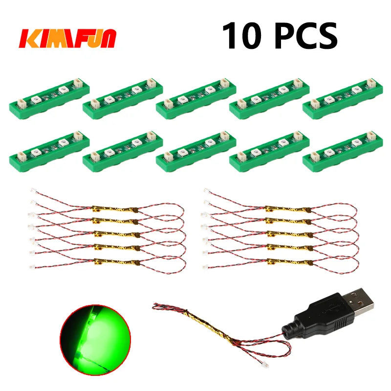 10PCS 0.8mm Pin RGB LED Building Blocks USB Lamp DIY Street Light City Electric Decorate 1X1 Brick Toy Compatible All Brands - CADA BRICKS®