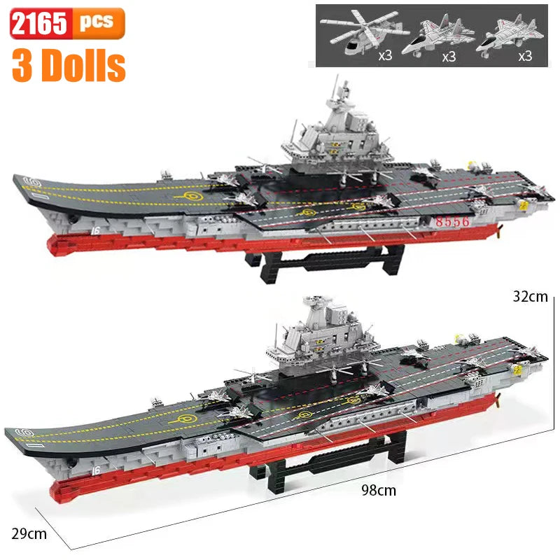 SEMBO Shandong Aircrafted Carrier Modular Building Blocks Military Navy Battleship Model Bricks WW2 Soldiers Toys For Kid Gift - CADA BRICKS®