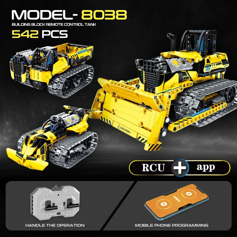 642 3 in 1 Deformation City RC Robot Excavator Racing Car Building Blocks Remote Control Bulldozer Truck Bricks Toys For Kids - CADA BRICKS®