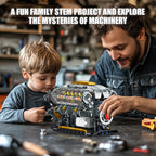 MOC Technik Electrically Driven V8 Engine Model Car Building Blocks Set Creative Educational Toys Christmas Gifts For Boys Kids - CADA BRICKS®