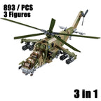 2024 Sluban WW2 Military Russia Air Weapon Mi-24 Attack Helicopters Hind Model Building Blocks Classics Fighter Bricks Plane Toy