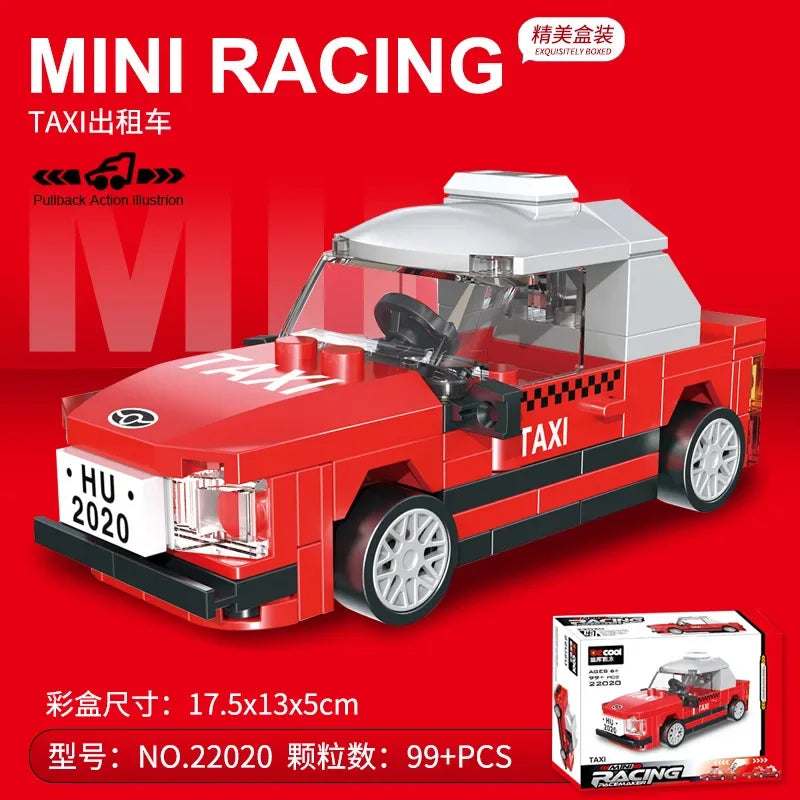 Doe-het-zelf raceauto bus bouwvoertuig ambulance terugtrekmodel bouwstenen speelgoed voor kinderen jongens compatibel met Lego