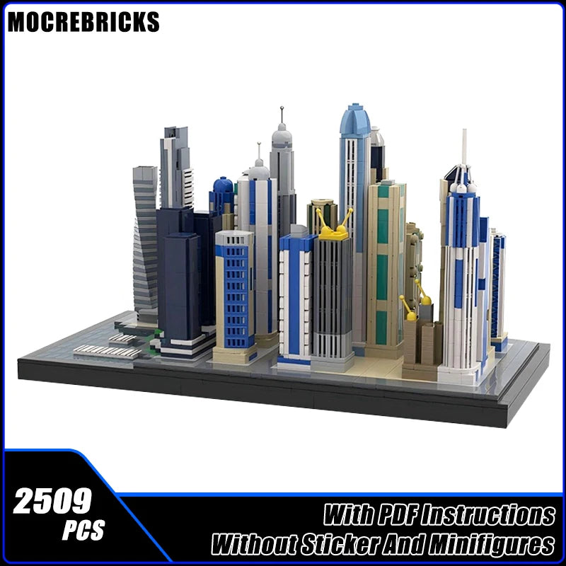 Famous City Skyscrapers Dubai Marina Modular Sea Street View Architecture MOC Building Blocks Tower Bricks Boy Toys Xmas Gifts