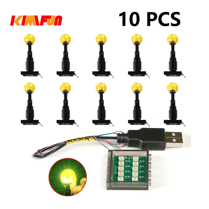 10PCS 0.8mm Pin RGB LED Building Blocks USB Lamp DIY Street Light City Electric Decorate 1X1 Brick Toy Compatible All Brands - CADA BRICKS®