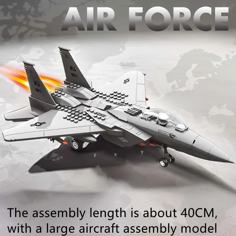 2025 new large F-15 J-20 military combat armed aircraft reconnaissance aircraft building blocks assembled toy boy birthday gift - CADA BRICKS®