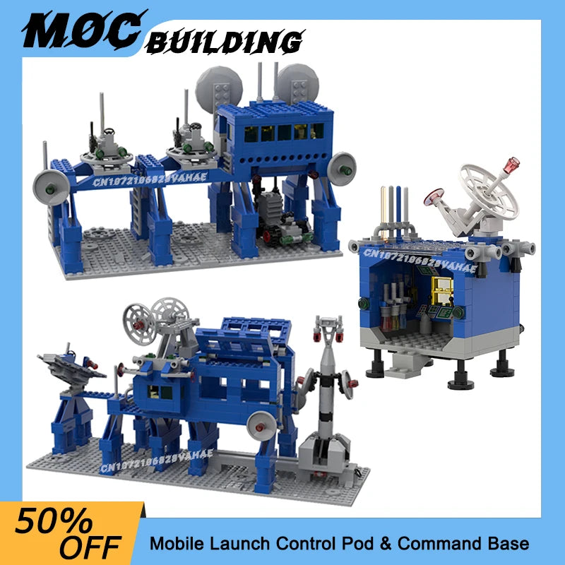 MOC Building Blocks Space Station Series Mobile Launch Control Pod Model Command Supply Base Creative Toys DIY Bricks Xmas Gifts