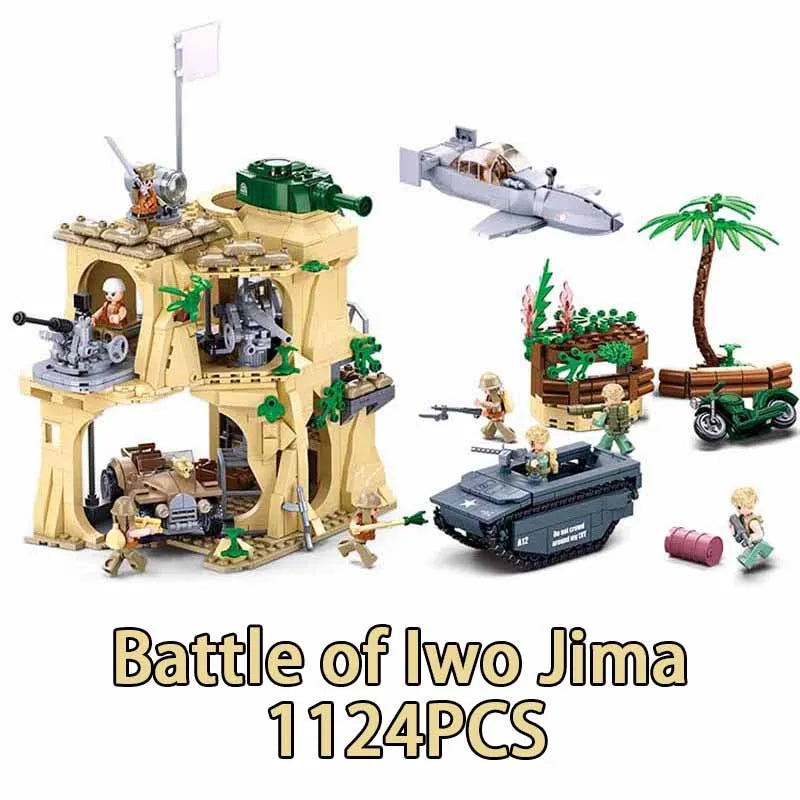 Military ww2 Cannon Assault Armored Vehicle Battle Tank Car Truck Army Weapon Building Blocks Sets Model King Kids Toys Gift