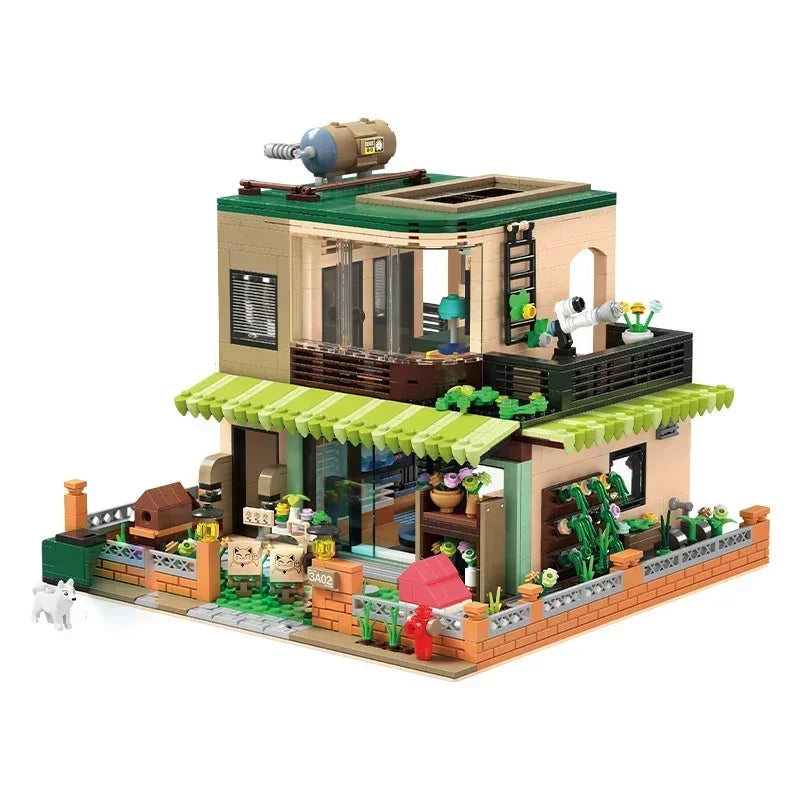 Creative City Japanese Style Range Single-family Villa flower house Building Blocks  Architecture Bricks Toys for Kid Gifts
