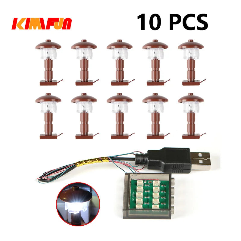10PCS 0.8mm Pin RGB LED Building Blocks USB Lamp DIY Street Light City Electric Decorate 1X1 Brick Toy Compatible All Brands - CADA BRICKS®