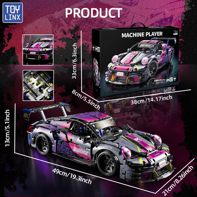 1611 PCS Sport Car Building Block Sets for Adults,1:10 Collectible Model Scale Engineering Toy Gifts for Boys Car no Box - CADA BRICKS®