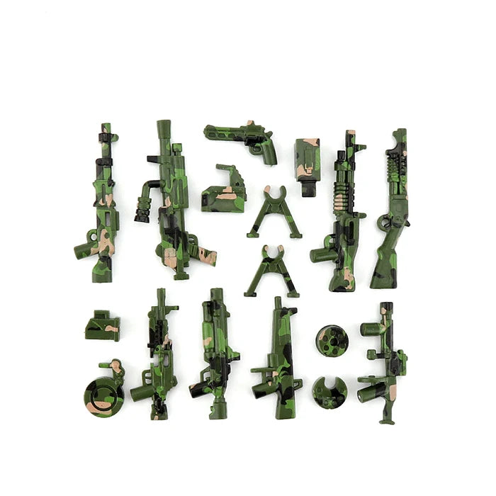 Military Special Forces Police SWAT Gangster Weapons Guns Mortar Jeeps Off-Road Armored Vehicle Model Soldier Building Block Toy