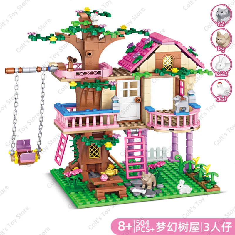 Girls Friendship Tree House Building Blocks Villa Castle Model Girl's Figure Doll Toy Wholesale And Retail Compatible Brick Gift