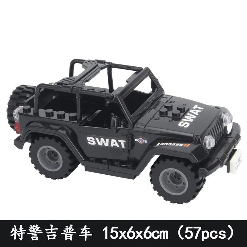 2024 Military Armoured Off-Road Vehicle Humvee Jeep H1 2 Modes Army Car Building Blocks Bricks WW2 Model Moc Toys Boys Kids Gift