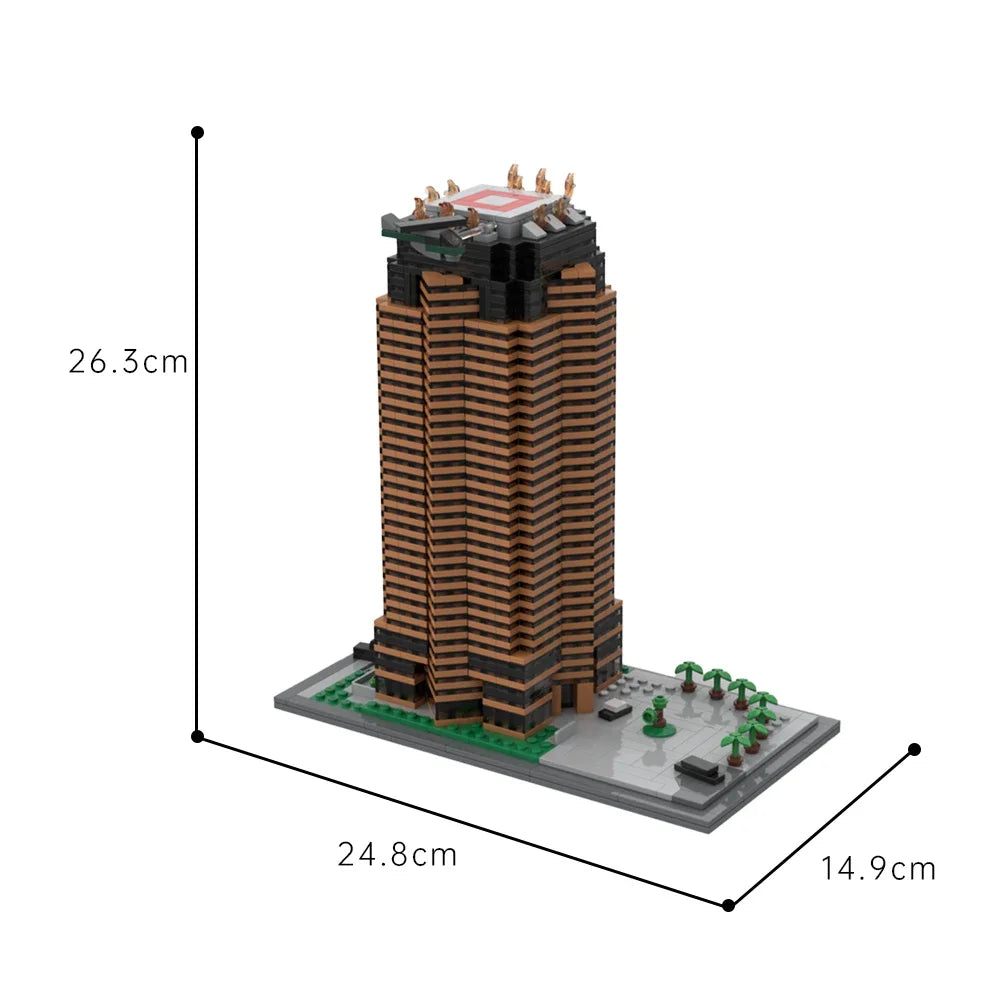 MOC Modern City Skyscraper Nakatomi Plaza Building Blocks Avenue of The Stars Model Kit for Adults Urban Architecture DIY Bricks