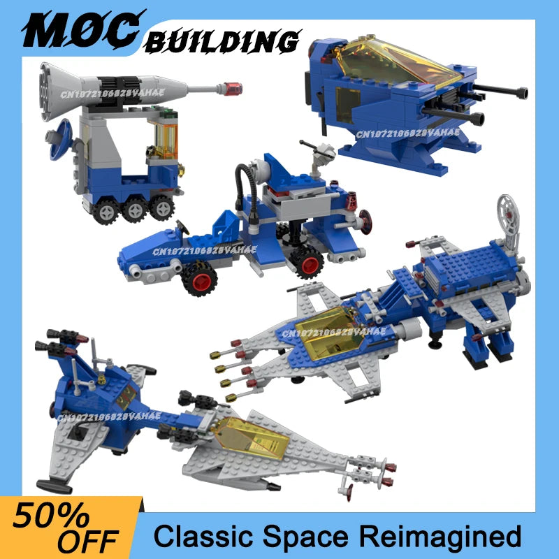 MOC Building Blocks Classic Space Station Series Small Moon Buggy Rocket Car Creative Shuttle-Craft Toys DIY Bricks Xmas Gifts