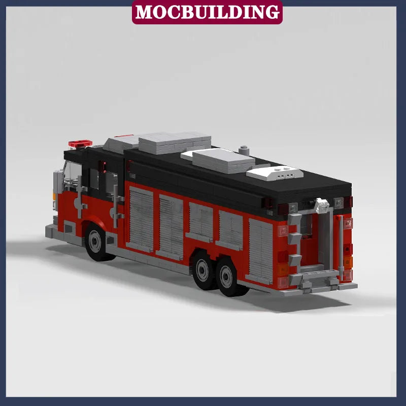 MOC City Fire Truck Transport Vehicle Rescue Tower Ladder Model Building Block Assembly Collection Boy Toy Gift