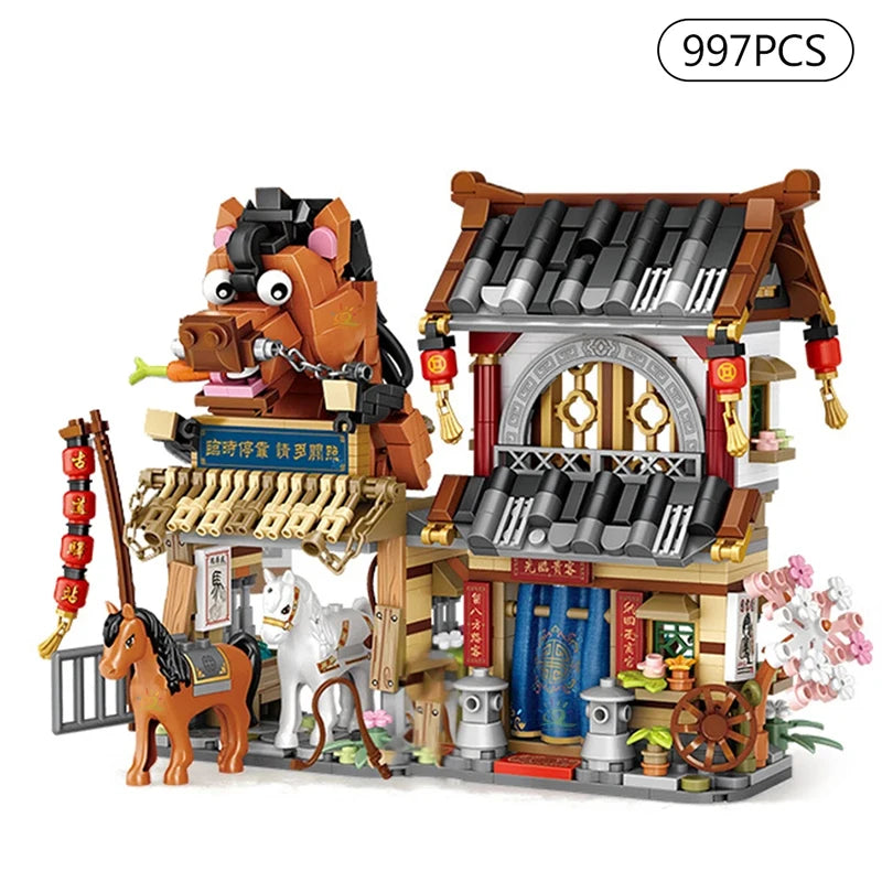 Street View Series Building blocks Izakaya Shaved Ice Shop Takoyaki Shop Coffee shop Panda Tea House model children's gift - CADA BRICKS®