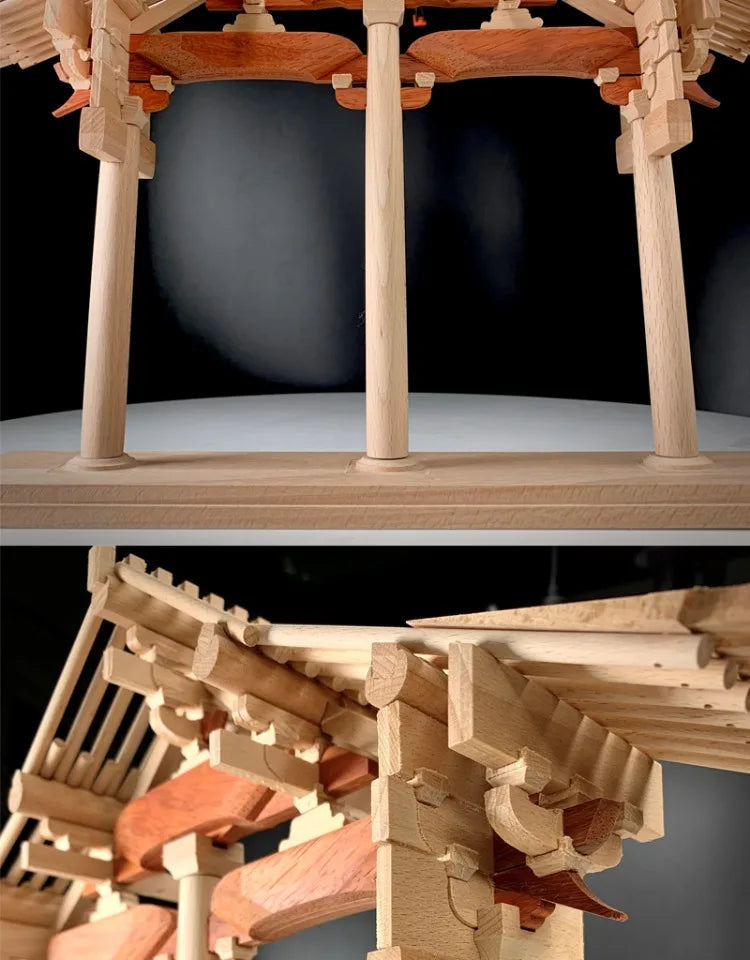 Song style hall grass frame Chinese ancient architecture bucket arch full tenon and mortise building block solid wood structure