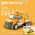 Doe-het-zelf raceauto bus bouwvoertuig ambulance terugtrekmodel bouwstenen speelgoed voor kinderen jongens compatibel met Lego